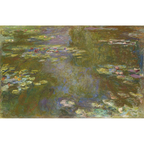 Water Lily Pond White Modern Wood Framed Art Print by Monet, Claude