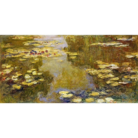 The Lily Pond Gold Ornate Wood Framed Art Print with Double Matting by Monet, Claude