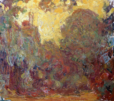 La Maison de Giverny White Modern Wood Framed Art Print with Double Matting by Monet, Claude