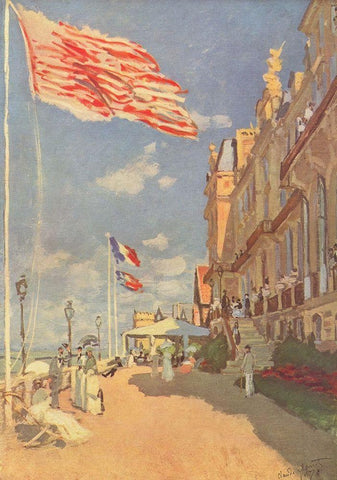 Hotel Des Roches NoiresÂ in Trouville White Modern Wood Framed Art Print with Double Matting by Monet, Claude