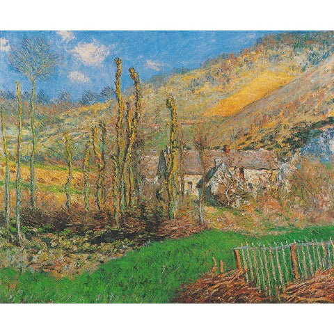 Winter Landscape at the Val de Falaise (Giverny) Black Modern Wood Framed Art Print with Double Matting by Monet, Claude