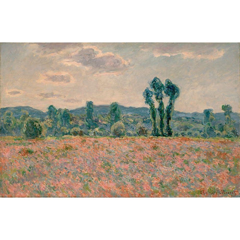 Poppy Field Black Modern Wood Framed Art Print by Monet, Claude