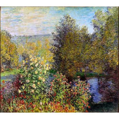 Corner of the Garden at Montgeron Gold Ornate Wood Framed Art Print with Double Matting by Monet, Claude