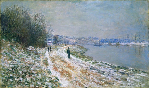 Chemin de hallage Argenteuil White Modern Wood Framed Art Print with Double Matting by Monet, Claude