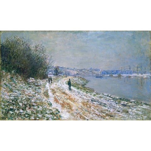 Chemin de hallage Argenteuil White Modern Wood Framed Art Print by Monet, Claude