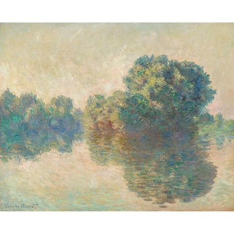 The Seine at Giverny Gold Ornate Wood Framed Art Print with Double Matting by Monet, Claude