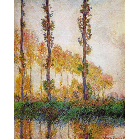 Poplars (Autumn) Black Modern Wood Framed Art Print by Monet, Claude