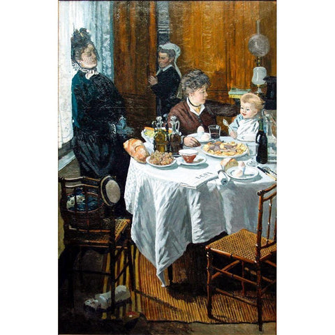 The Luncheon (1868) White Modern Wood Framed Art Print by Monet, Claude