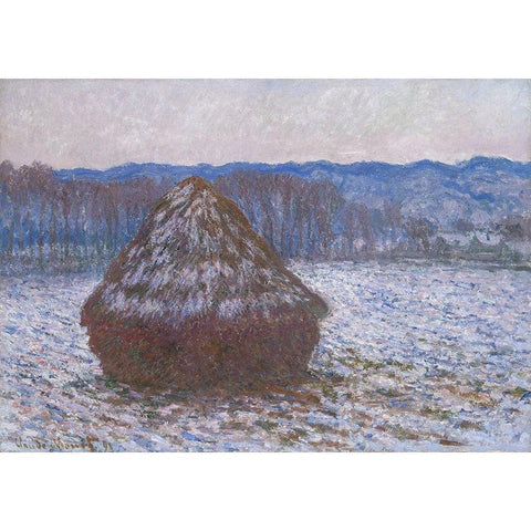 Stack of Wheat White Modern Wood Framed Art Print by Monet, Claude