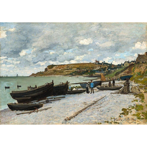 Sainte-Adresse Gold Ornate Wood Framed Art Print with Double Matting by Monet, Claude