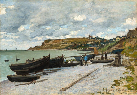 Sainte-Adresse White Modern Wood Framed Art Print with Double Matting by Monet, Claude