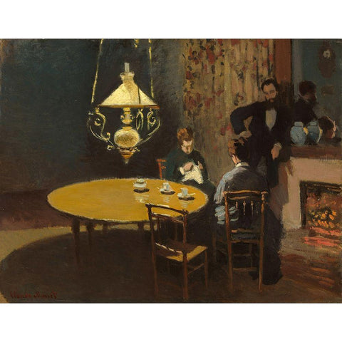 Interior, after Dinner Black Modern Wood Framed Art Print by Monet, Claude