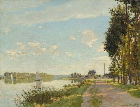 Argenteuil White Modern Wood Framed Art Print with Double Matting by Monet, Claude