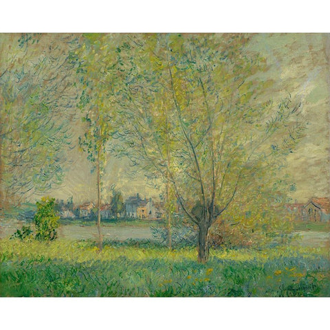 The Willows Black Modern Wood Framed Art Print with Double Matting by Monet, Claude