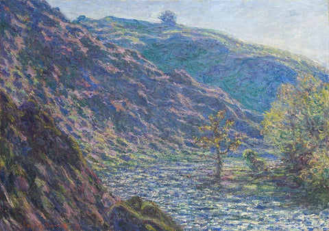 The Petite Creuse River Black Ornate Wood Framed Art Print with Double Matting by Monet, Claude