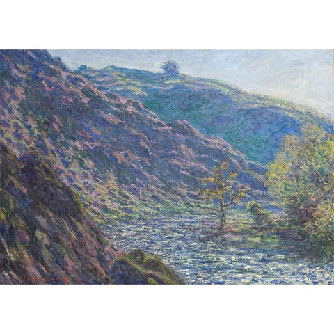 The Petite Creuse River Black Modern Wood Framed Art Print by Monet, Claude