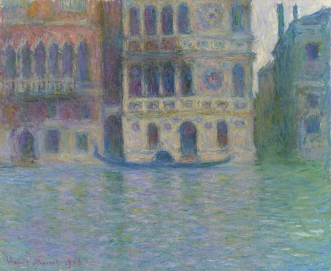 Venice, Palazzo Dario Black Ornate Wood Framed Art Print with Double Matting by Monet, Claude