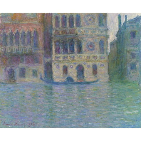 Venice, Palazzo Dario Gold Ornate Wood Framed Art Print with Double Matting by Monet, Claude