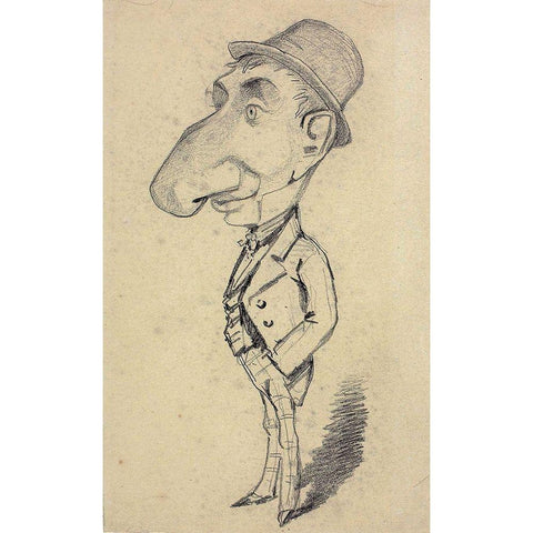 Caricature of a Man with a Large Nose Gold Ornate Wood Framed Art Print with Double Matting by Monet, Claude