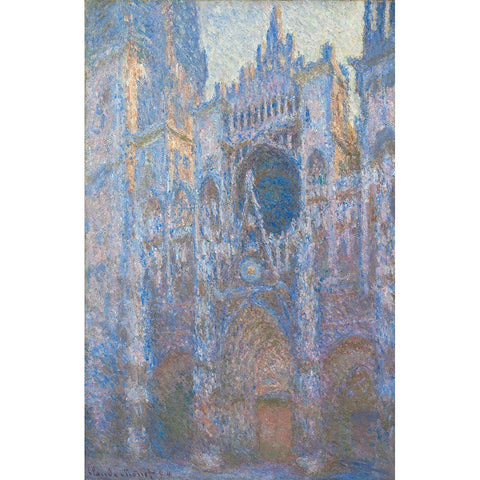 Rouen Cathedral, West FaÃ§ade Gold Ornate Wood Framed Art Print with Double Matting by Monet, Claude