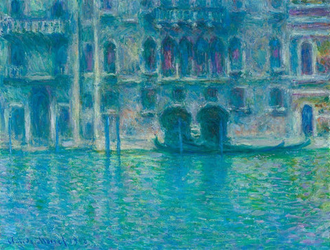 The Seine at Giverny White Modern Wood Framed Art Print with Double Matting by Monet, Claude