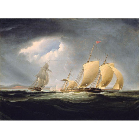 Capture of the Tripoli by the Enterprise White Modern Wood Framed Art Print by Birch, Thomas