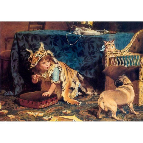 A Monster Black Modern Wood Framed Art Print by Barber, Charles Burton