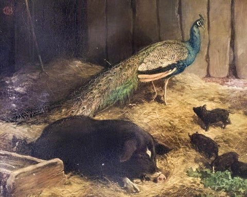 Beauty and the Beast White Modern Wood Framed Art Print with Double Matting by Barber, Charles Burton