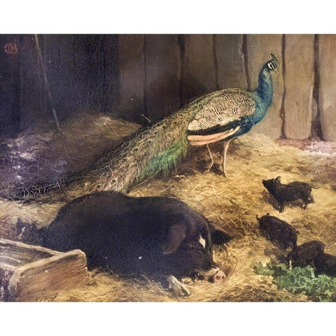 Beauty and the Beast Black Modern Wood Framed Art Print by Barber, Charles Burton