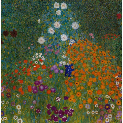 Farmers Garden Black Modern Wood Framed Art Print with Double Matting by Klimt, Gustav