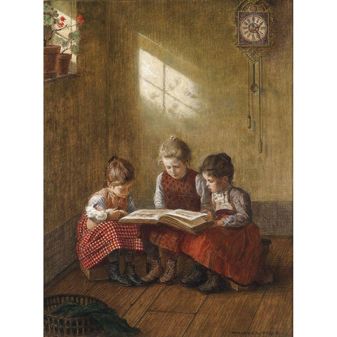 An Exciting Read White Modern Wood Framed Art Print by Firle, Walter