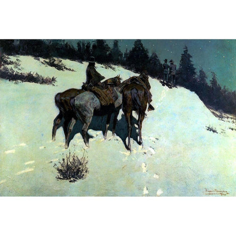 A Reconnaissance Black Modern Wood Framed Art Print with Double Matting by Remington, Frederic