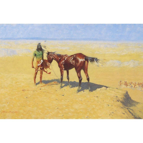 Ridden Down Gold Ornate Wood Framed Art Print with Double Matting by Remington, Frederic