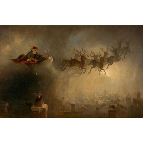Santa Claus Gold Ornate Wood Framed Art Print with Double Matting by Beard, William Holbrook