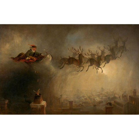 Santa Claus Black Modern Wood Framed Art Print with Double Matting by Beard, William Holbrook