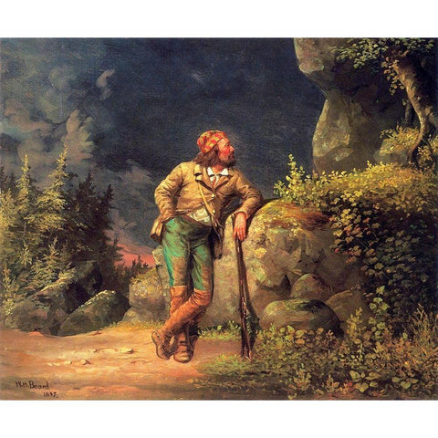 The Trapper Black Modern Wood Framed Art Print with Double Matting by Beard, William Holbrook