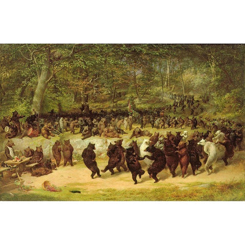 The Bear Dance White Modern Wood Framed Art Print by Beard, William Holbrook