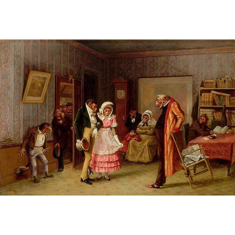 The Runaway Match Gold Ornate Wood Framed Art Print with Double Matting by Beard, William Holbrook