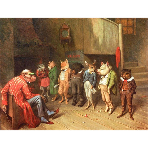 School Rules White Modern Wood Framed Art Print by Beard, William Holbrook