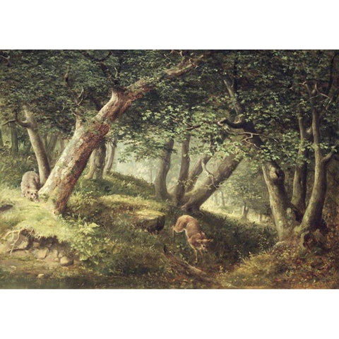 In the Forest Black Modern Wood Framed Art Print with Double Matting by Beard, William Holbrook