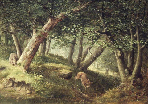 In the Forest Black Ornate Wood Framed Art Print with Double Matting by Beard, William Holbrook