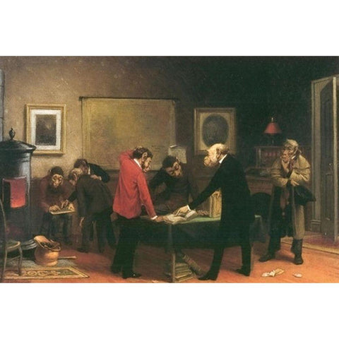 Scientists at Work Black Modern Wood Framed Art Print with Double Matting by Beard, William Holbrook