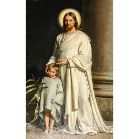 Christ and Child White Modern Wood Framed Art Print by Bloch, Carl