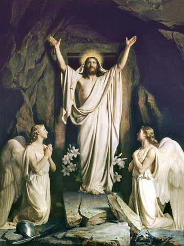 Resurrection of Christ White Modern Wood Framed Art Print with Double Matting by Bloch, Carl