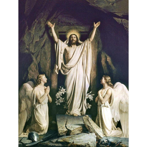 Resurrection of Christ Black Modern Wood Framed Art Print with Double Matting by Bloch, Carl