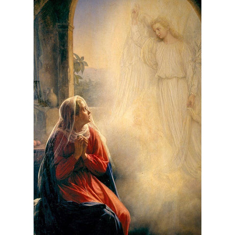 The Annunciation Gold Ornate Wood Framed Art Print with Double Matting by Bloch, Carl