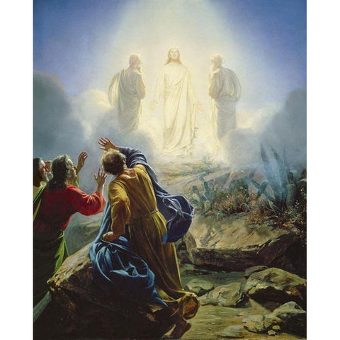 Transfiguration of Jesus White Modern Wood Framed Art Print by Bloch, Carl