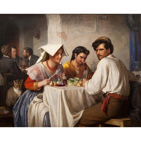 In a Roman Osteria White Modern Wood Framed Art Print by Bloch, Carl