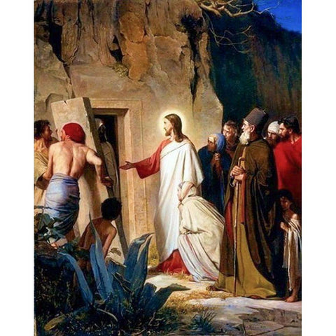 Raising of Lazarus Black Modern Wood Framed Art Print with Double Matting by Bloch, Carl