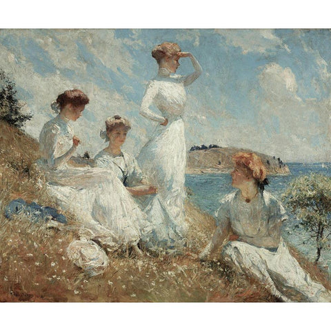 Summer Black Modern Wood Framed Art Print with Double Matting by Benson, Frank Weston